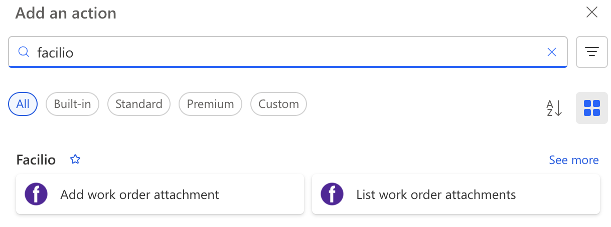 facilio actions in the flow editor